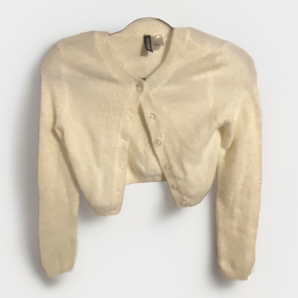 Divided Cardigan Cream Size XS Button Front Cropped‎